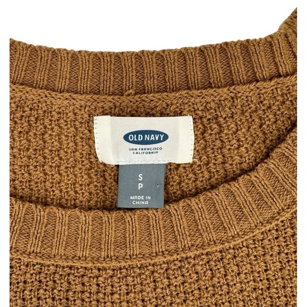 Old Navy Textured Knit Sweater Women's Small Camel Brown Crewneck Pullover - Picture 6 of 9